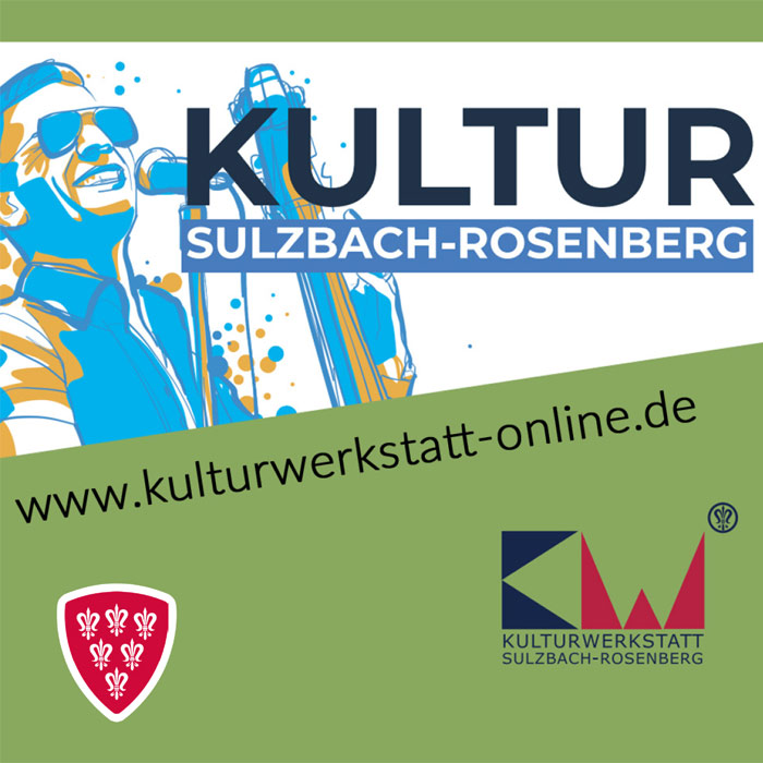 Die Kulturwerkstatt der Stadt Sulzbach-Rosenberg
Herzlich Willkommen in einer aussergewöhnlichen Stadt und Region mit Charme und Flair.
... und hier kommen Sie direkt zur Präsentation.