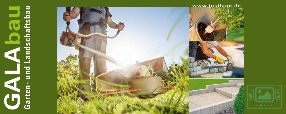 das slideshow-Fenster für 'galabau.justland.de' anzeigen ...
Die Justland GmbH und der angegliederte Garten- und Landschaftsbau geben mit einigen Bilder erste Einblicke in ihre Tätigkeitsbereiche ...